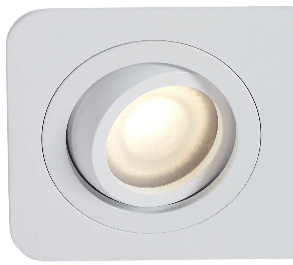 Set di 6 faretti da incasso arrotondati bianchi GU10 50mm orientabili e inclinabili IP44 2-luci - Alberto