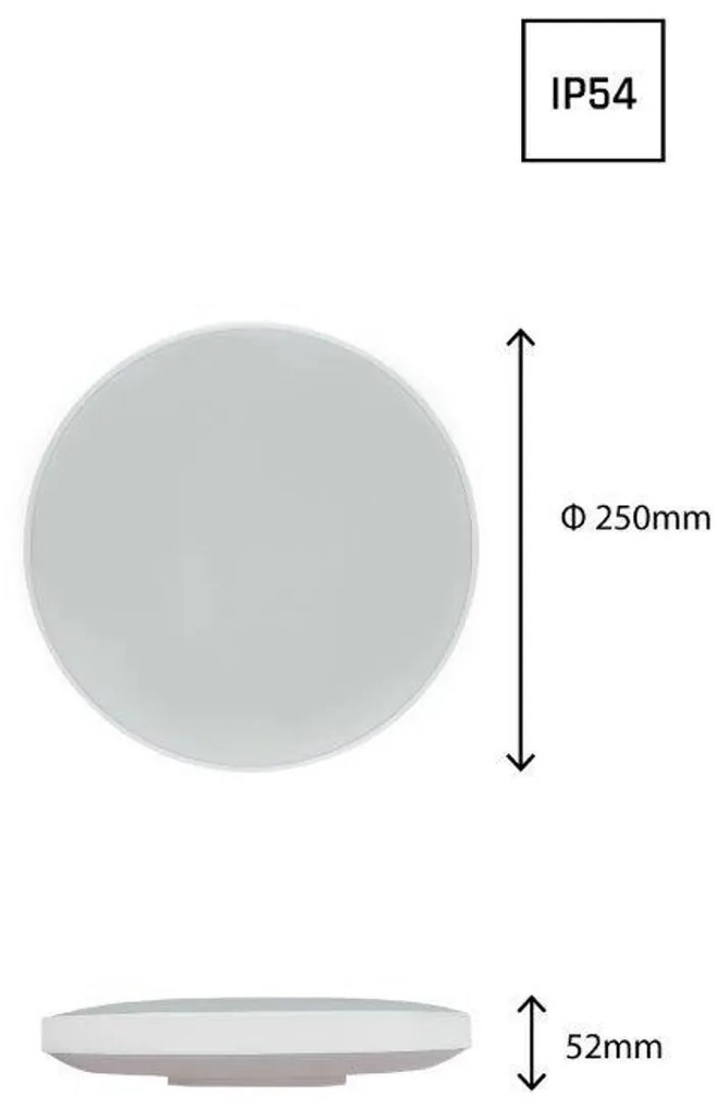 Plafoniera LED 18W  IP54 2.350lm - Ø250mm - Doppia Cornice - 3CCT