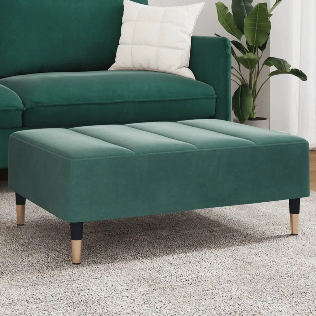 Poggiapiedi verde scuro 77x55x31 cm in velluto