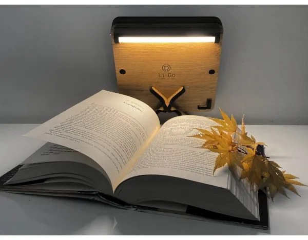 Li-Go 4070/DUB2 - Lampada da tavolo decorativa a LED, 12W/230V, 19x19 cm, rovere/motivo cavallo