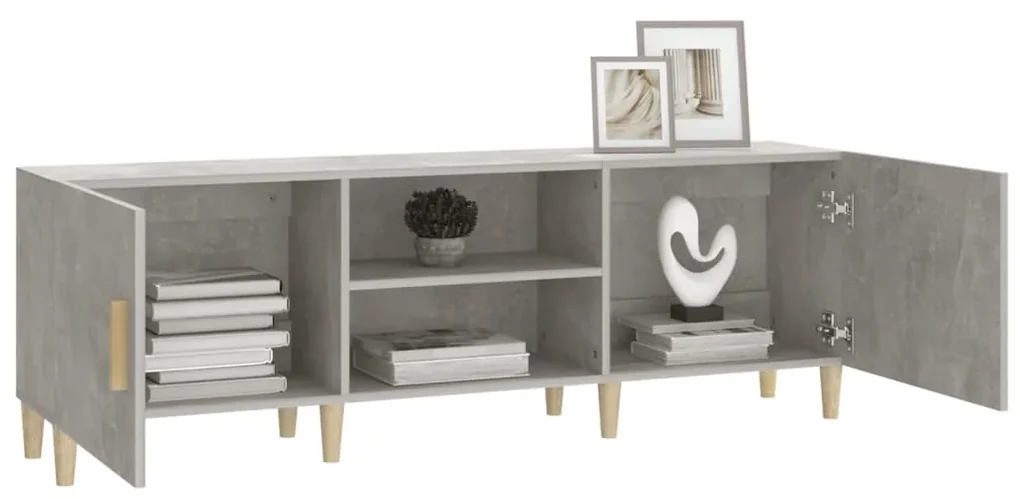Mobile porta tv grigio cemento 150x30x50cm in legno multistrato