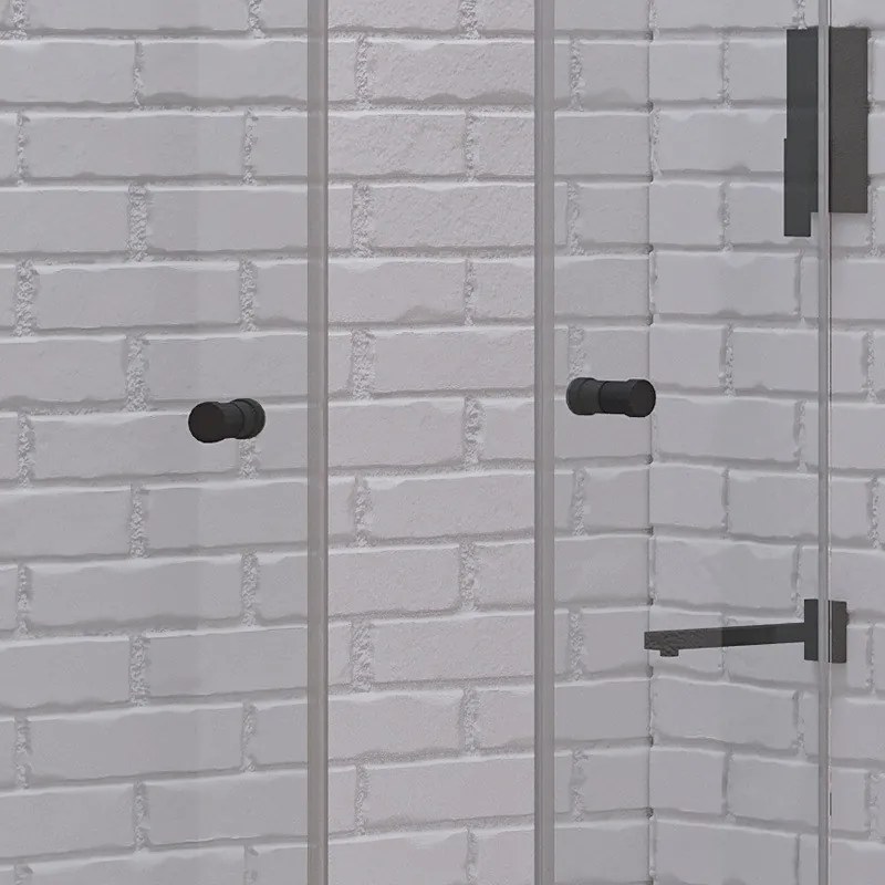 Kamalu - Porta doccia a doppio soffietto 110-113 cm colore nero | KAM-KS700DN