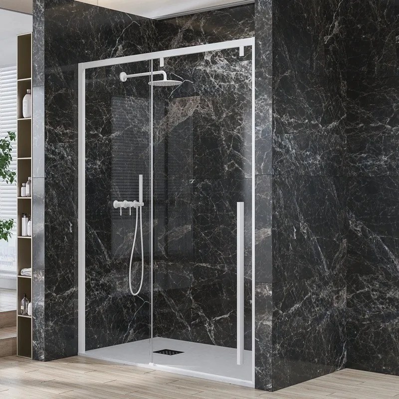 Porta doccia bianca 120cm scorrevole altezza 200h | KSA4000B - KAMALU