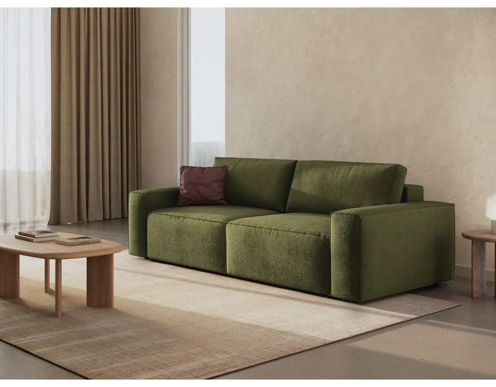 Divano letto verde scuro in tessuto bouclé 247 cm Jodie - Micadoni Home
