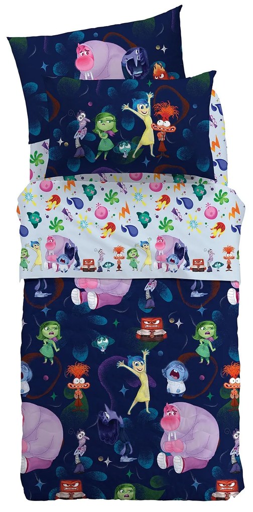 Completo Lenzuola Singolo Inside out Disney, in cotone