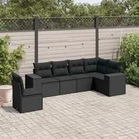 Set Divano da Giardino 6 pz con Cuscini Nero in Polyrattan 3254962