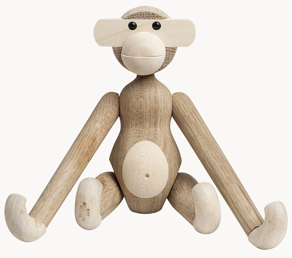 Oggetto decorativo di design in legno di quercia Monkey, Alt. 19 cm