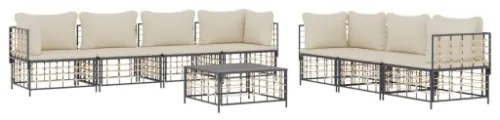 Set Divani da Giardino 8 pz con Cuscini Antracite in Polyrattan