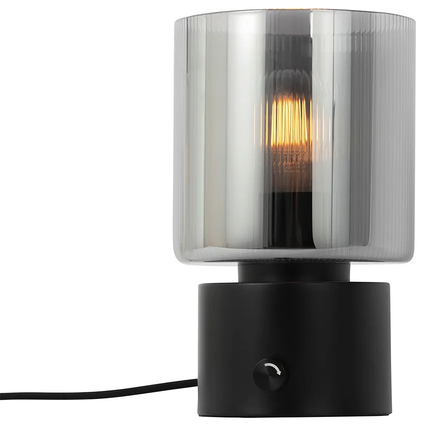 Lampada da tavolo Art Déco nera con vetro fumé - Laura