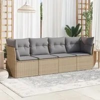 Set Divano da Giardino 4 pz con Cuscini Beige in Polyrattan 3217229