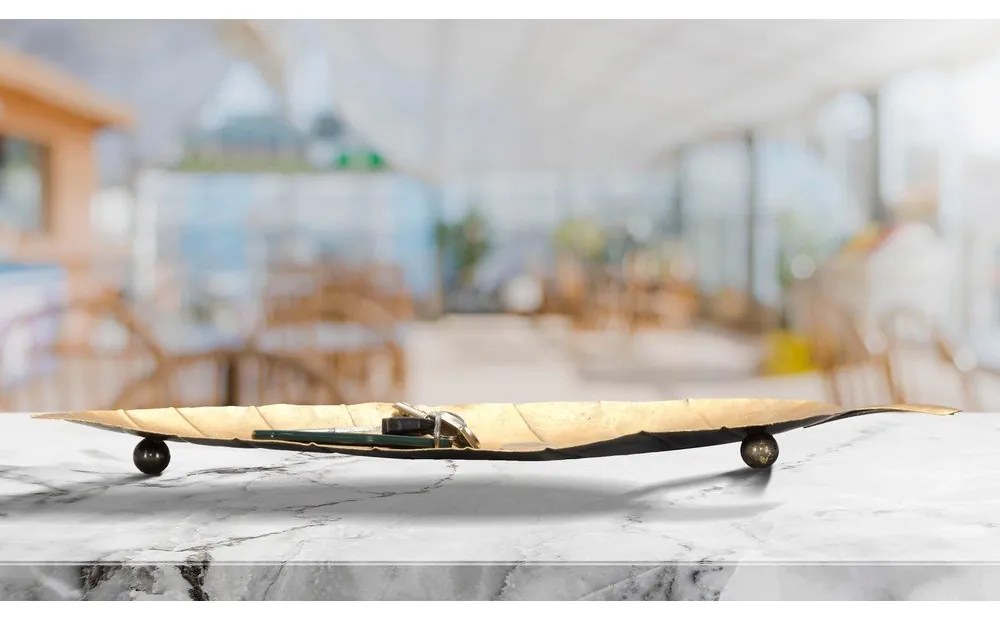 Vassoio decorativo in metallo 11x38 cm Foglia - Mauro Ferretti