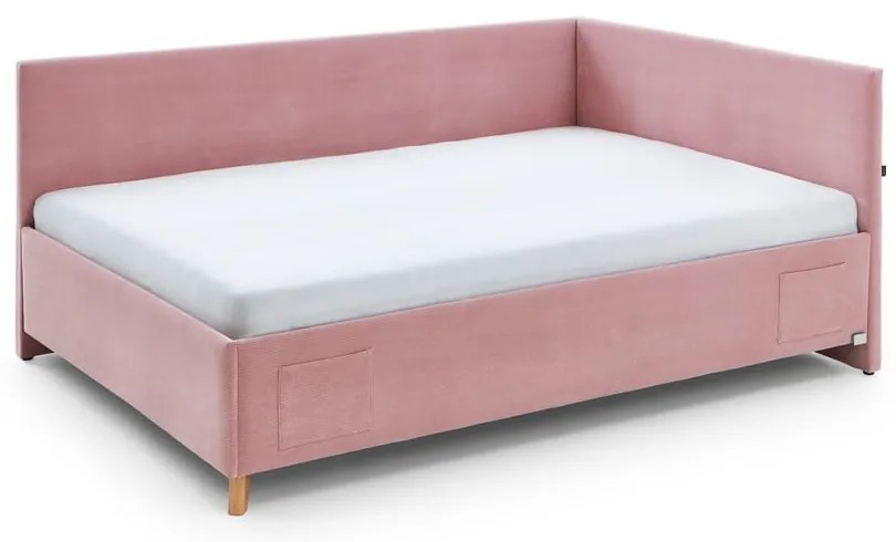 Letto da bambini con sponde rosa imbottito con contenitore con rete inclusa 120x200 cm Cool – Meise Möbel