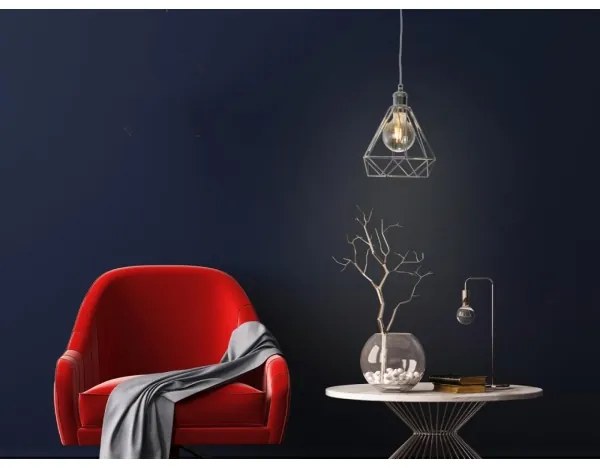 Lampadario a sospensione con filo 1xE27/60W/230V diametro 22 cm cromo lucido