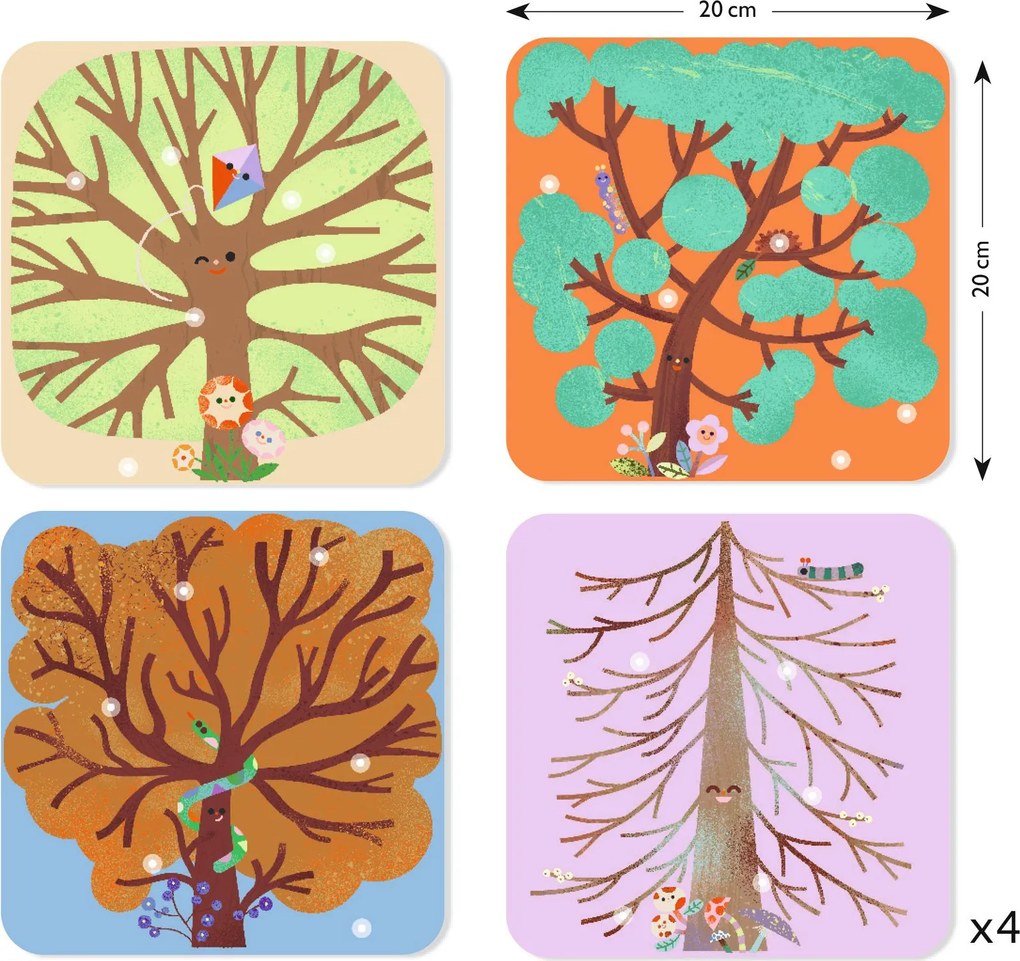 Gioco creativo - collage in feltro morbido - alberi delle quattro stagioni