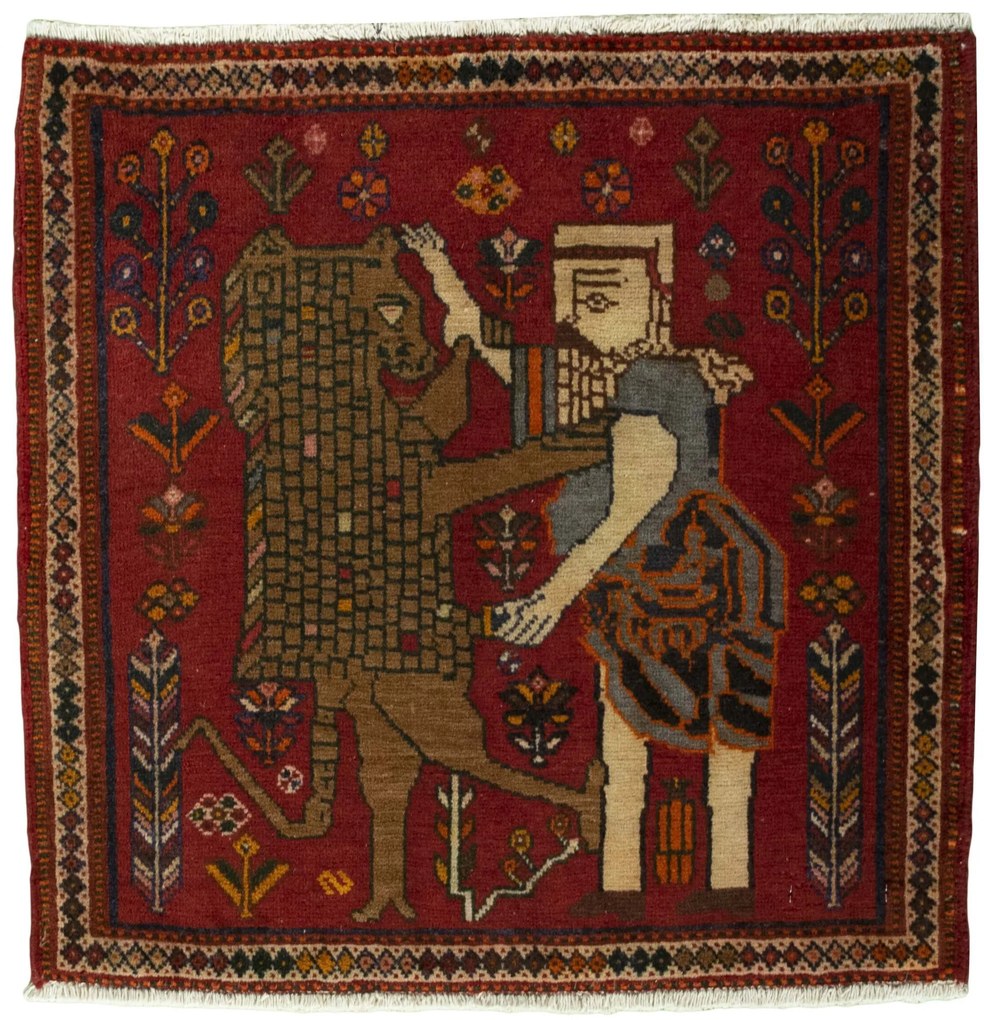 Shiraz Tappeto persiano 70 x 70 Rosso (Iran) Annodato A Mano