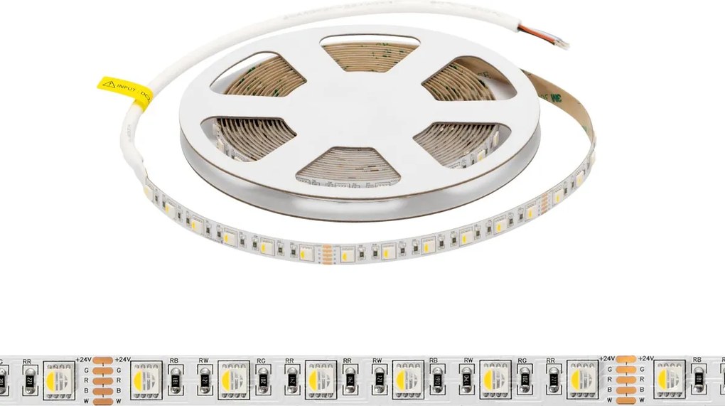 Striscia LED RGBW Multicolore 24V 17W/m Professionale - IP20 - 5 metri