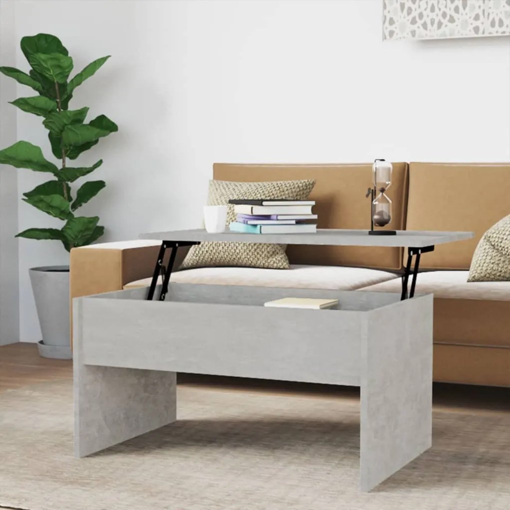 Tavolino Grigio Cemento 80x50,5x41,5 Cm İn Legno Multistrato /
