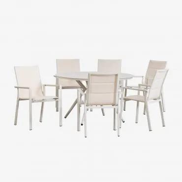 Set tavolo rotondo Valerie (Ø126 cm) e 6 sedie da giardino - Sklum