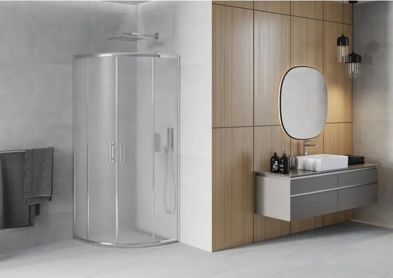Mexen Rio cabina doccia semicircolare 70 x 70 cm, brina, cromo - 863-070-070-01-30