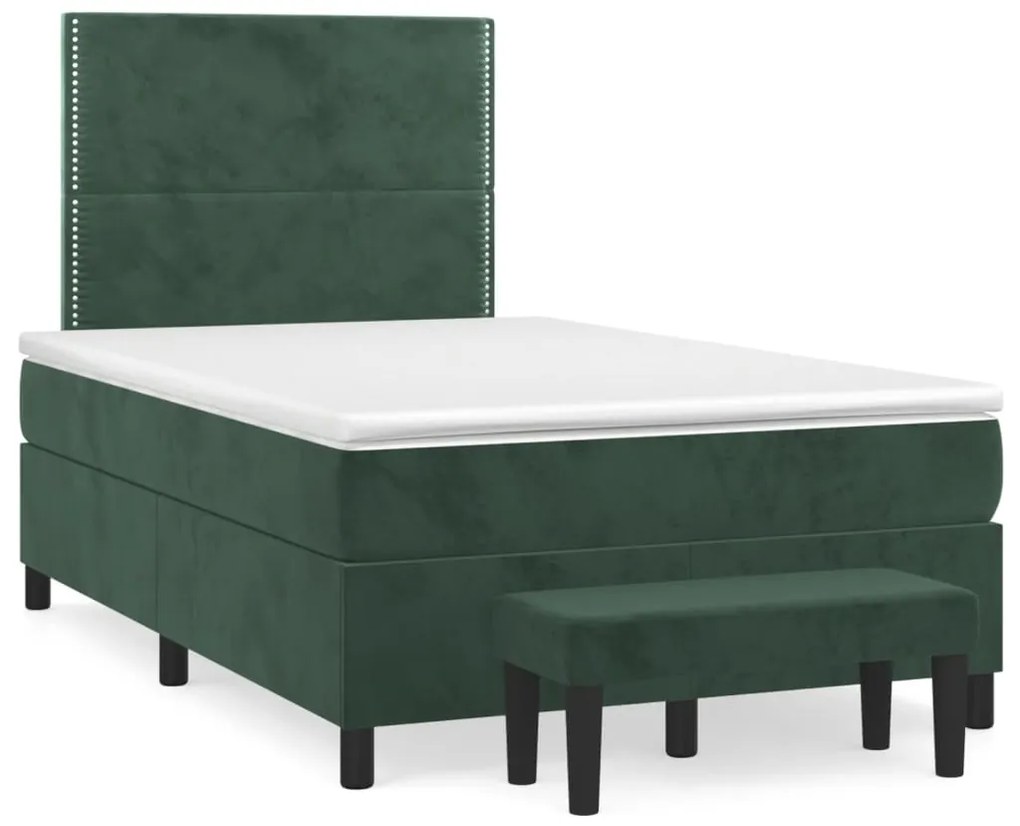 Giroletto A Molle Con Materasso Verde Scuro 120x190 Cm Velluto /
