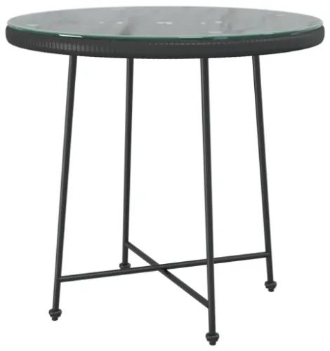 Tavolo da Pranzo Nero Ø80 cm Vetro Temperato e Acciaio
