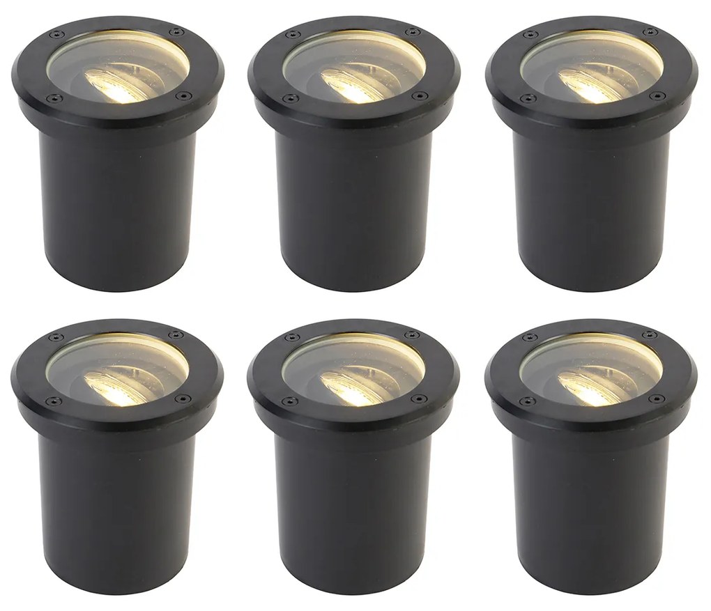 Set di 6 faretti da terra orientabili neri IP65 - Delux