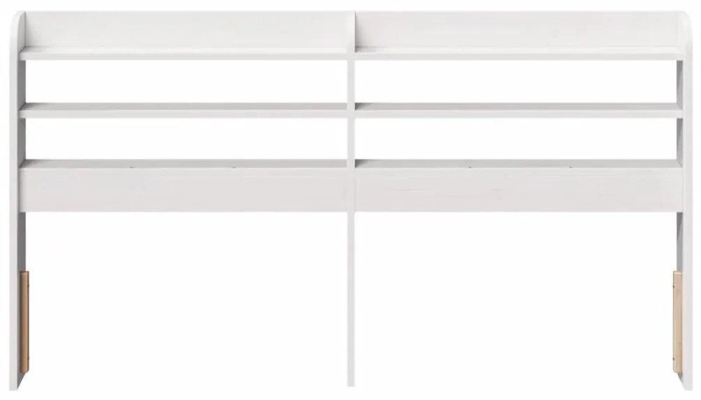 Testiera con ripiani bianca 150 cm in legno massello di pino