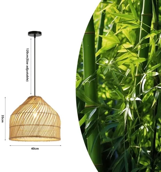 Immax 08264L - Lampadario a sospensione con filo PELO 1xE27/40W/230V diametro 40 cm rattan