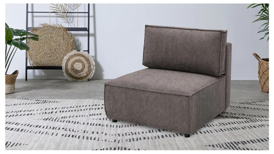 Modulo divano in velluto a coste marrone chiaro, pezzo centrale Nihad modular - Bobochic Paris