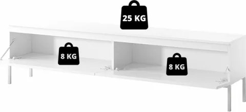 Mobile TV Da Terra 175 Cm 2 Ante Bianco Piedini Oro Lume