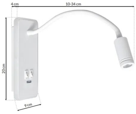 Lampada da parete flessibile a LED con USB BASE LED/8W+LED/2W/230V bianca