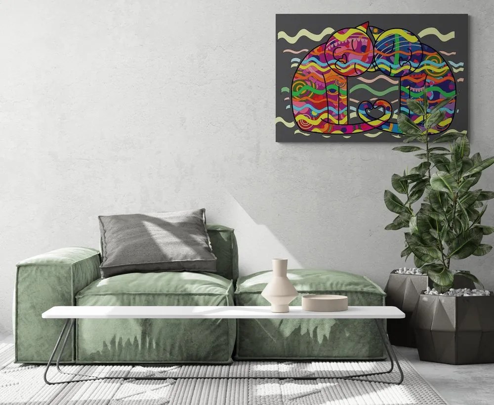 Quadro su tela – Gatti innamorati in stile pop art