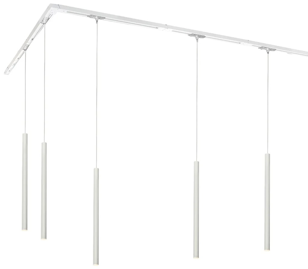 Sistema di illuminazione a binario moderno con 5 luci a sospensione bianco 1 fase - Iconic Frini