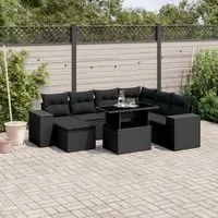 Set Divani da Giardino con Cuscini 8 pz Nero in Polyrattan 3269325