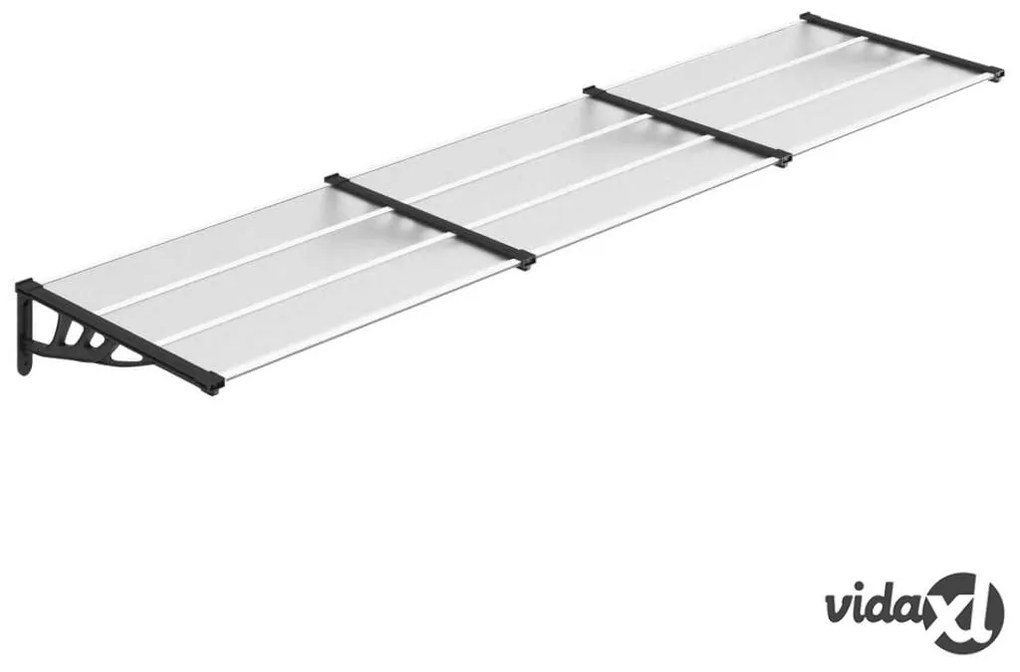 vidaXL Tettoia per Porta Nero e Trasparente 358,5x90 cm Policarbonato