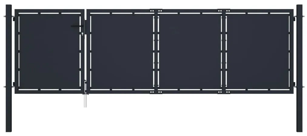 Cancello Per Giardino İn Acciaio 350x75 Cm Antracite /
