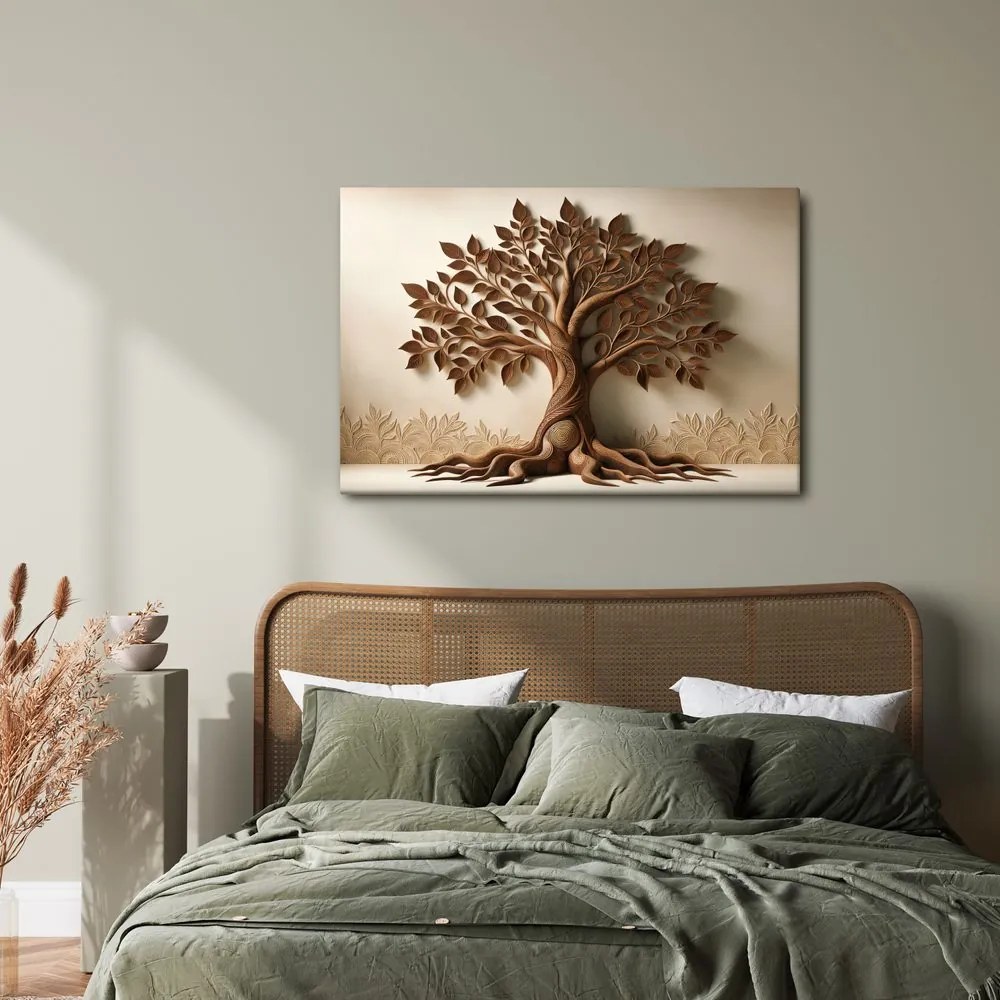 Quadro su tela – Albero della vita con foglie e radici