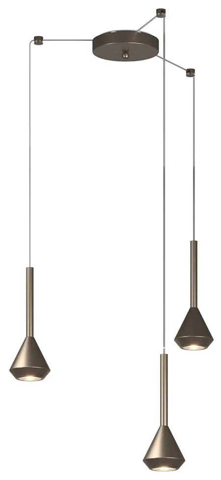 Lampadario Moderno Aygo Metallo Bronzo 3 Luci Gu10