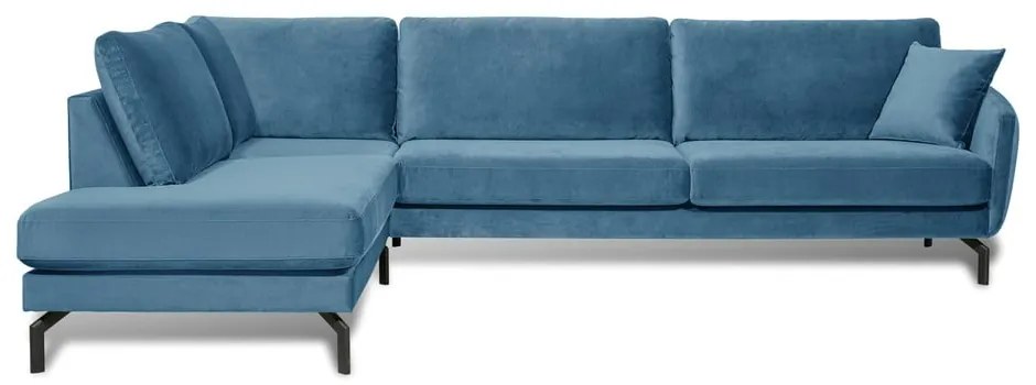 Divano angolare in velluto blu (angolo sinistro) Magic - Scandic