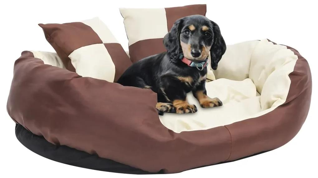 Cuscino per cani reversibile lavabile marrone crema 85x70x20 cm