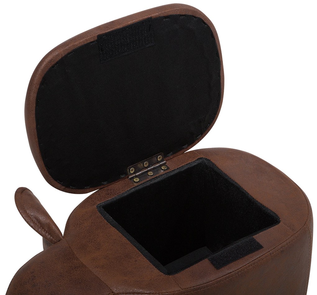 Pouf in tessuto similpelle marrone scuro ELEPHANT Beliani