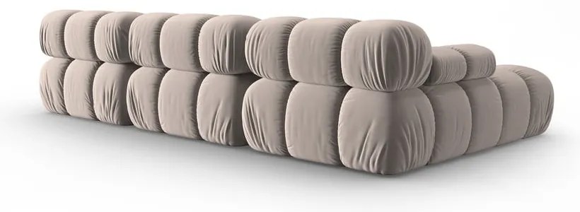 Divano angolare componibile in marrone chiaro (con penisola a sinistra) con rivestimento in velluto Bellis – Micadoni