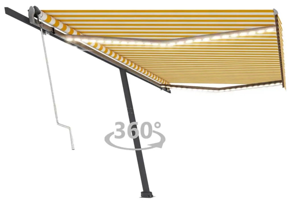 Tenda Automatica Sensore Vento E Led 500x300 Cm Gialla Bianca /