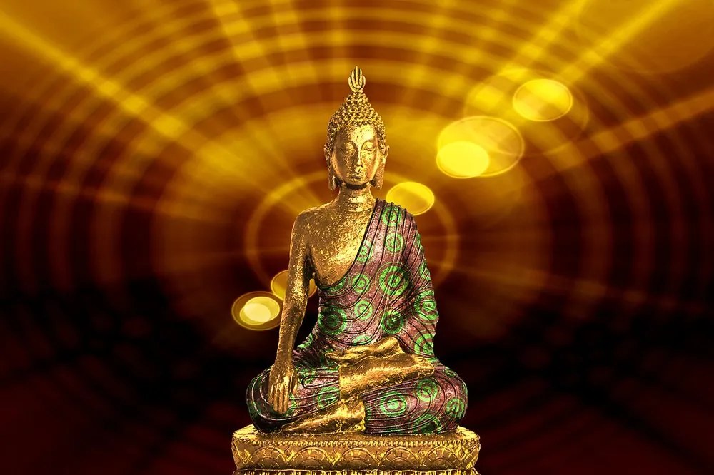 Carta da parati – Statua di Buddha con sfondo astratto