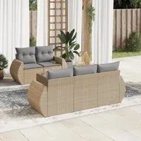 Set Divano da Giardino 6 pz con Cuscini Beige in Polyrattan 3221098