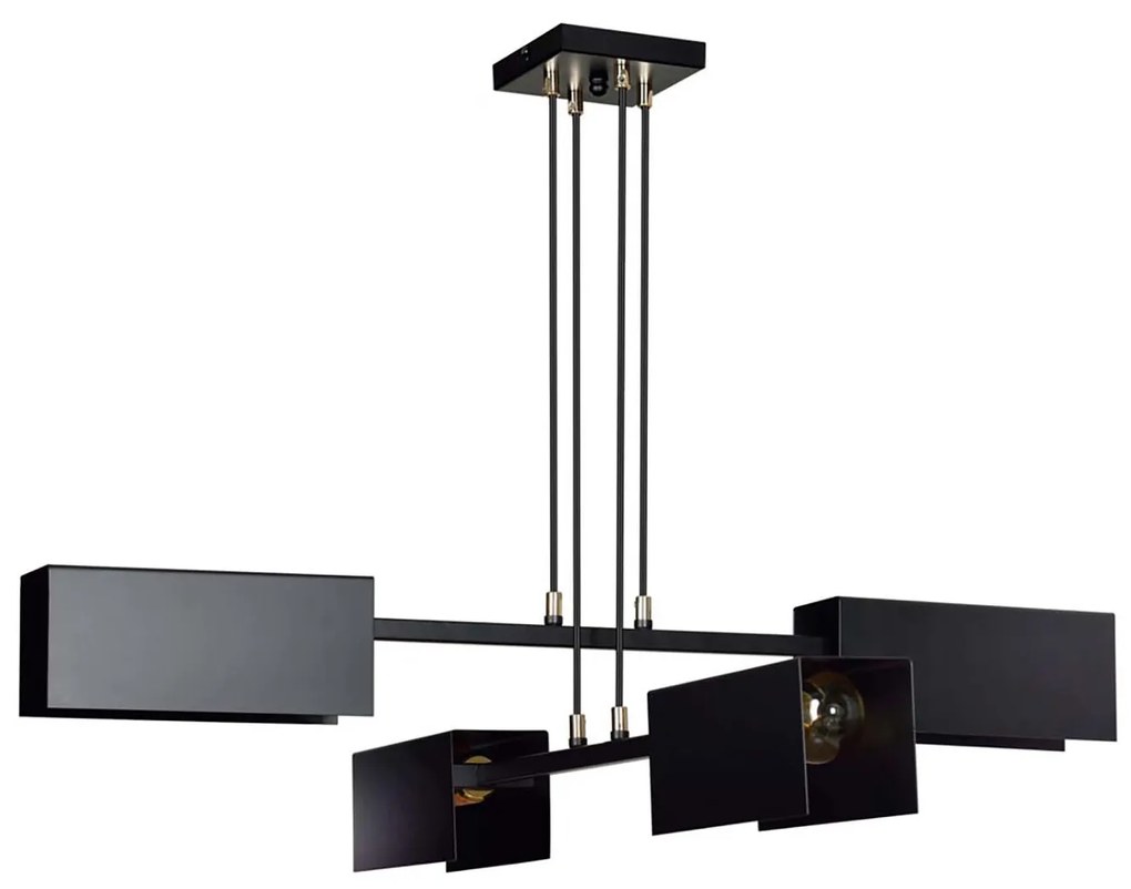 Lampadario Minimal Yuhuang Acciaio Nero 4 Luci E27 Ip20