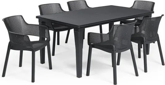 Tavolo Da Giardino In Resina E Struttura Metallo 165x94 Futura Grafite Keter