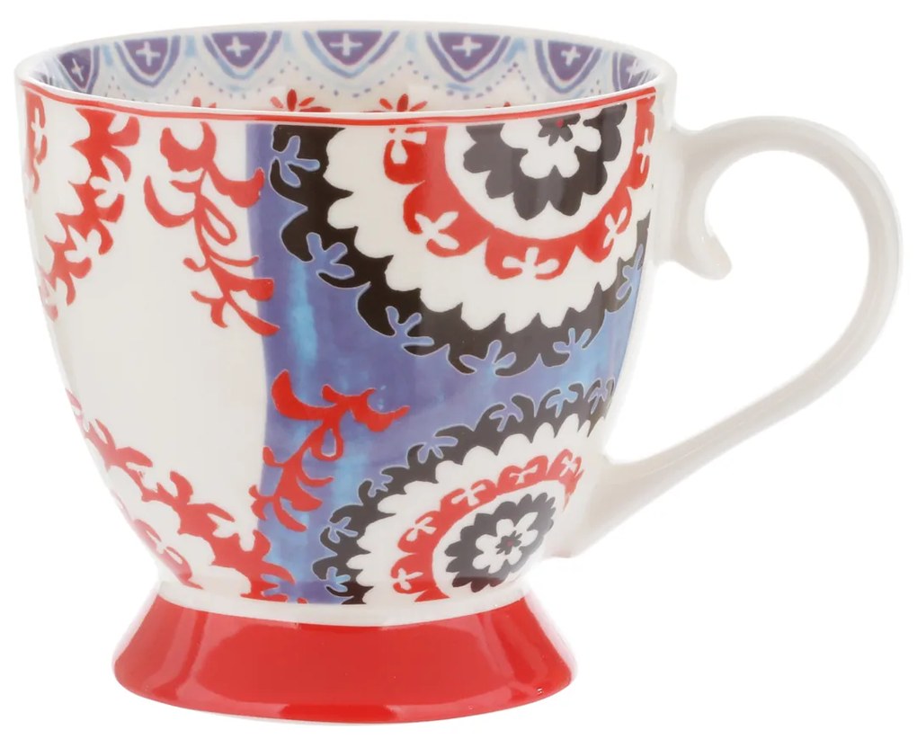 Tazza tè etnica rossa in New Bone China, 450 ml