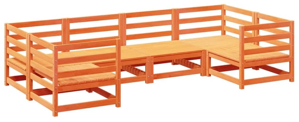 Set divani da giardino 6 pz marrone cera legno massello pino