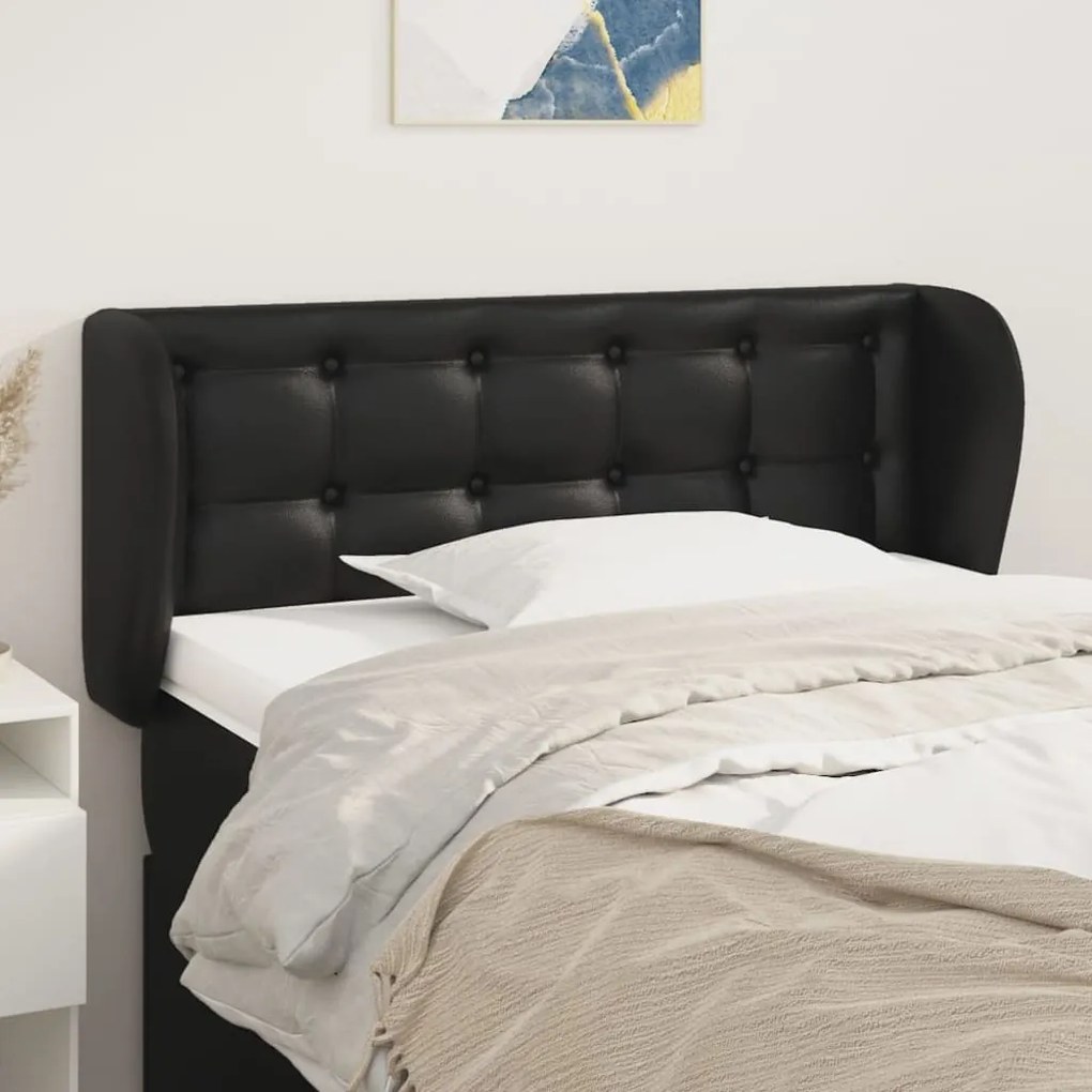 Testiera Ad Orecchio Nera 103x23x78/88 Cm İn Similpelle /